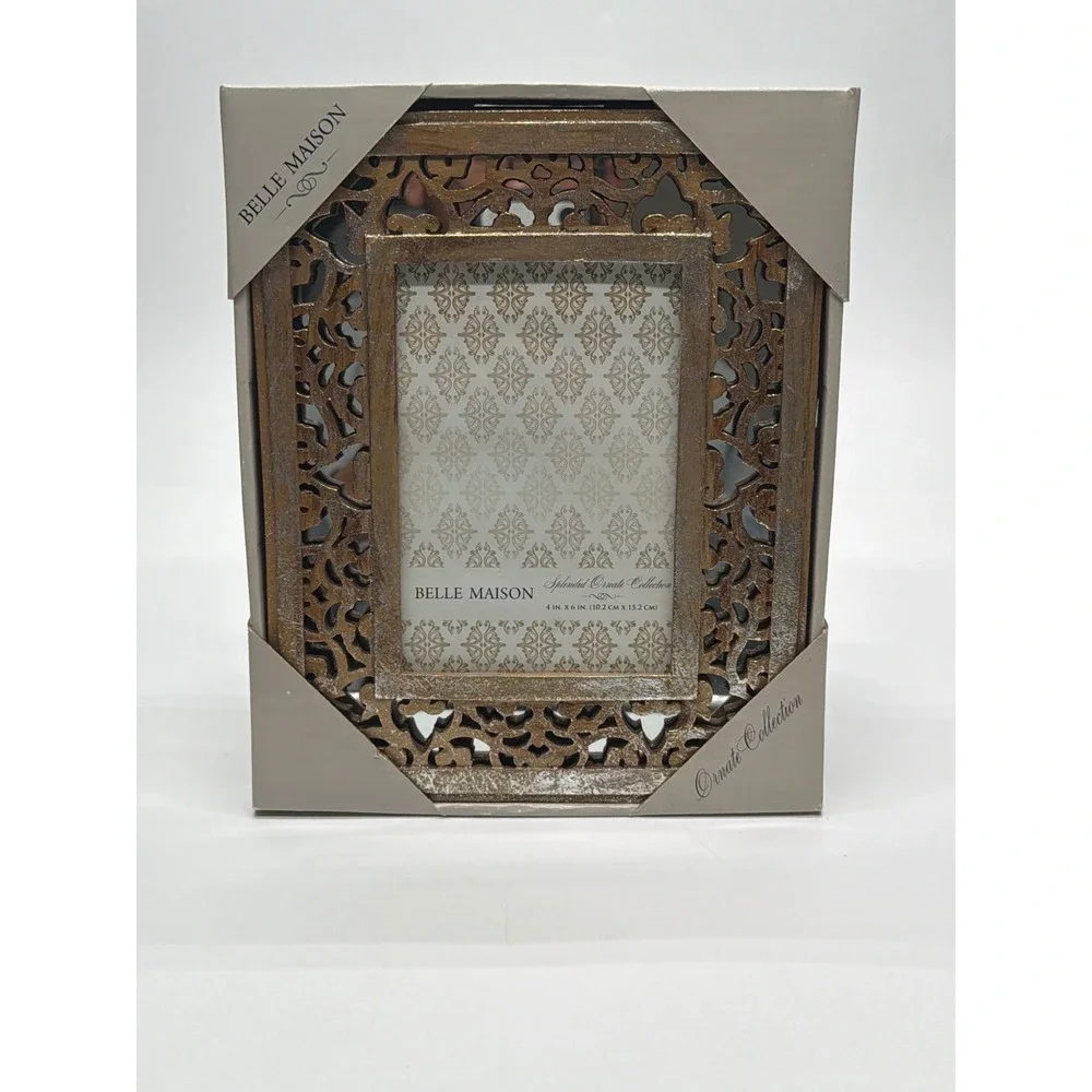 Belle Maison Splendid Ornate Collection 4x6 Picture Frame Bronze Silver Filigree